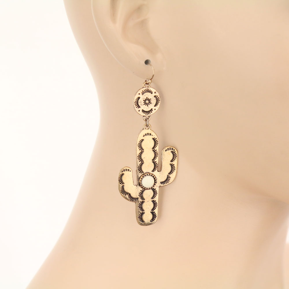 Western Cactus Fish Dangle Earrings - Image 2