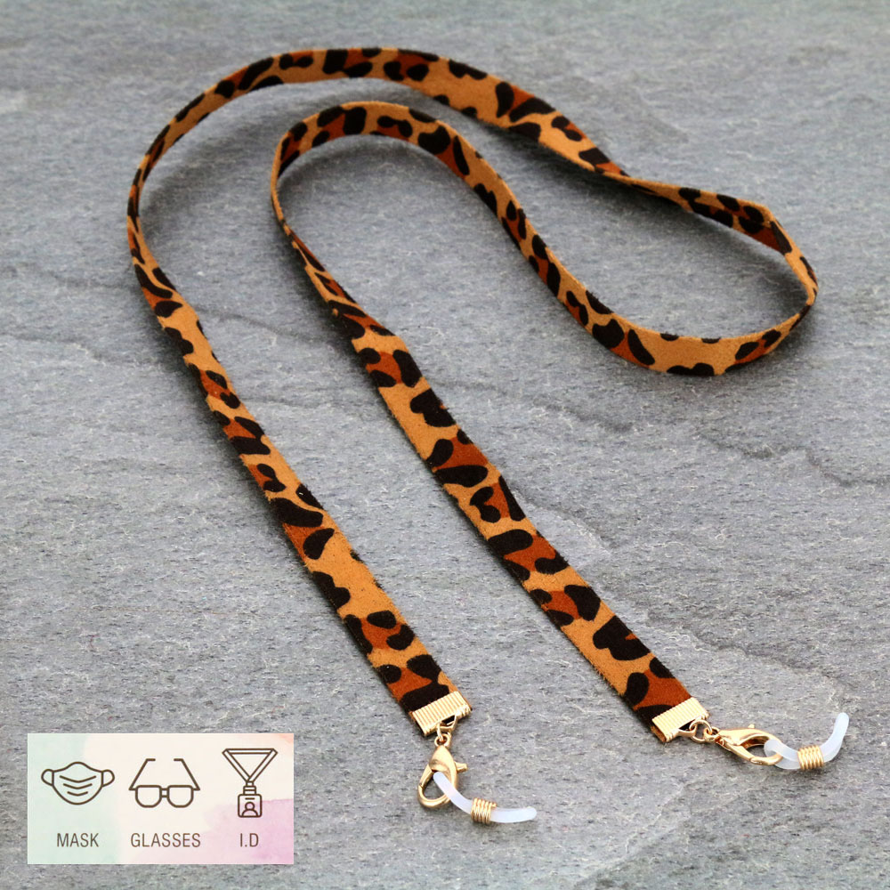 28" Leopard PU Leather ID Card and Glass Holder Strap