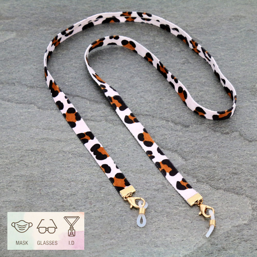 28" Leopard PU Leather ID Card and Glass Holder Strap