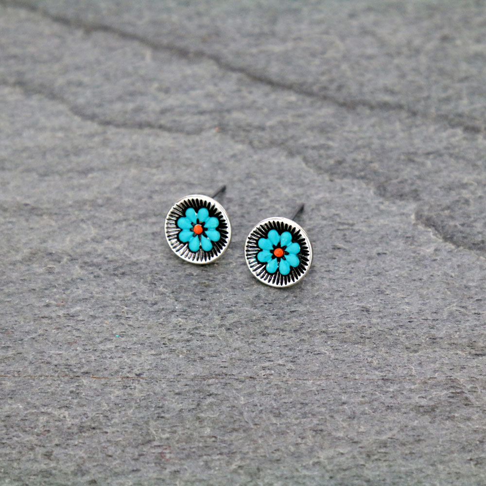 Flower Round Stud Earrings