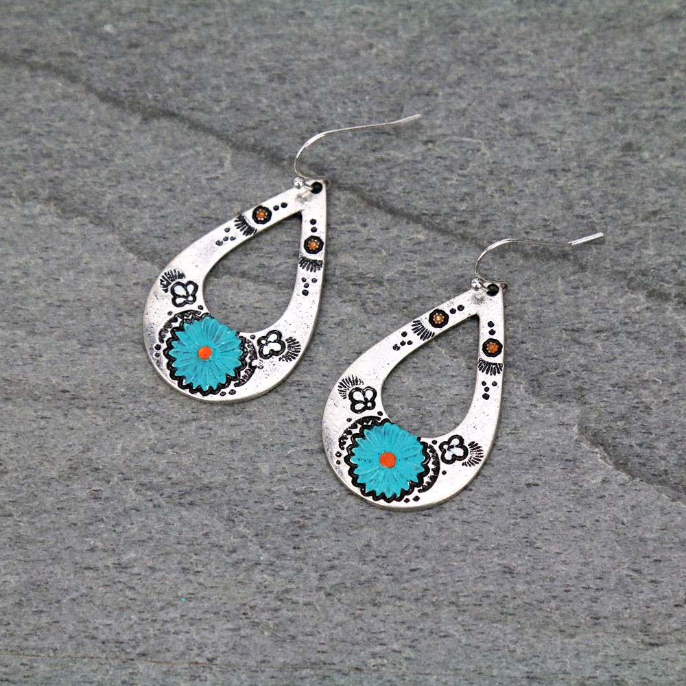 Flower Teardrop Dangle Earrings