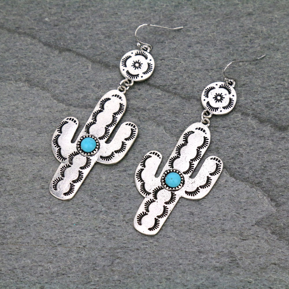 Western Cactus Fish Dangle Earrings