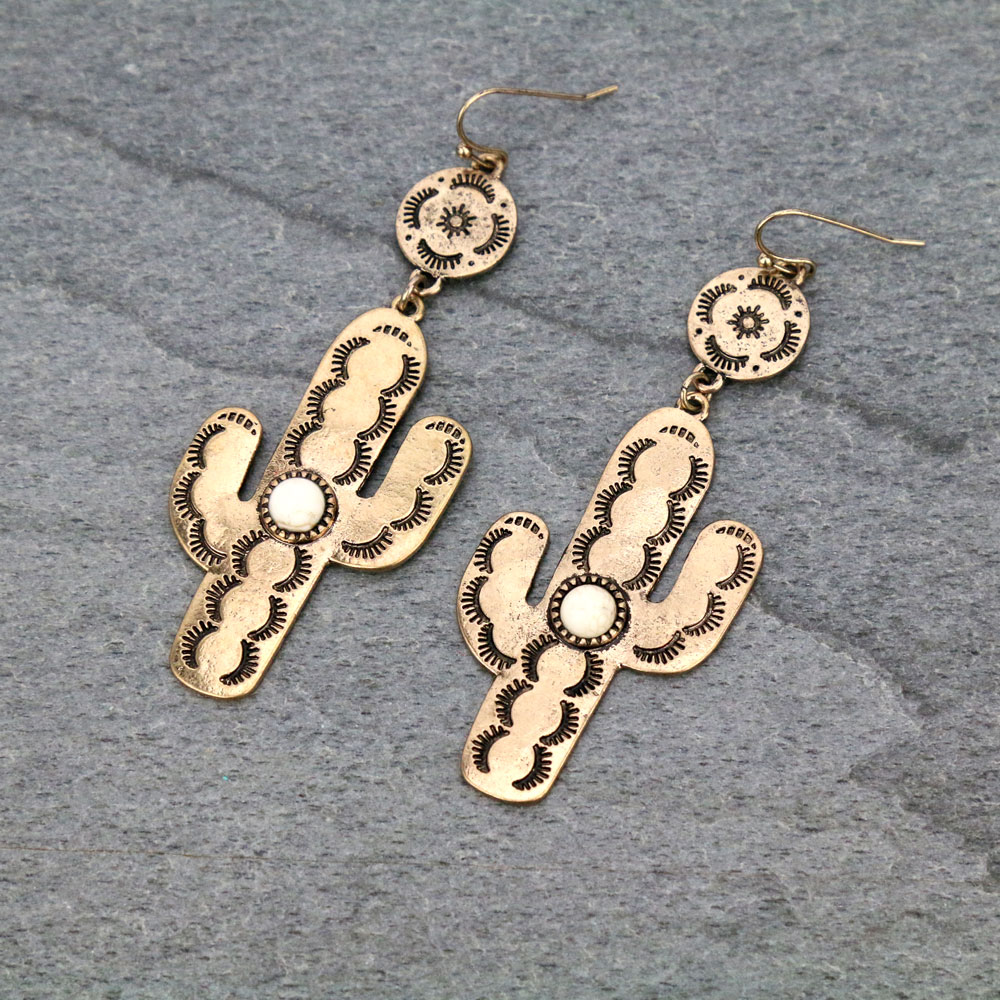 Western Cactus Fish Dangle Earrings