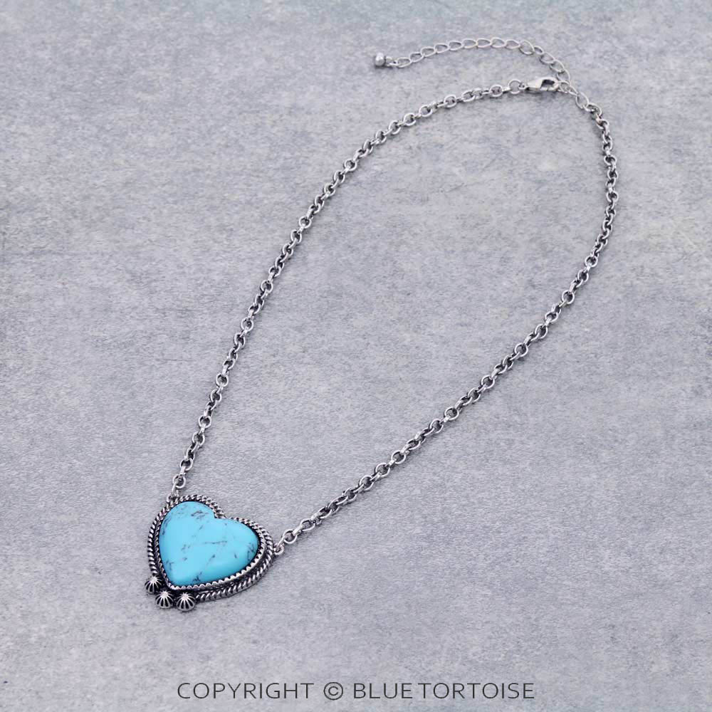 Heart Stone Pendant Necklace
