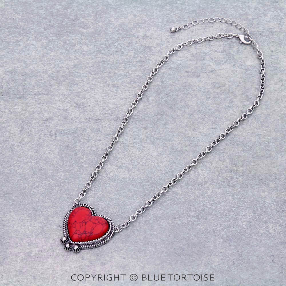 Heart Stone Pendant Necklace