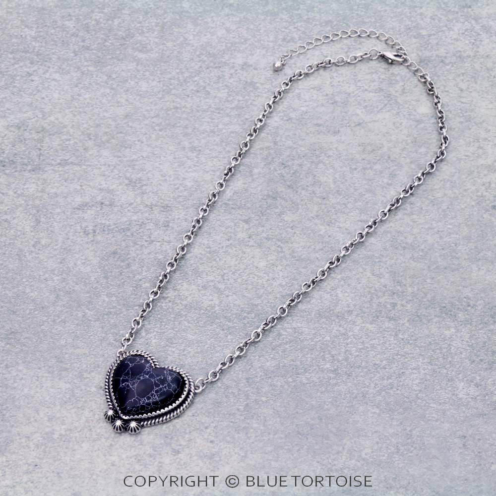 Heart Stone Pendant Necklace