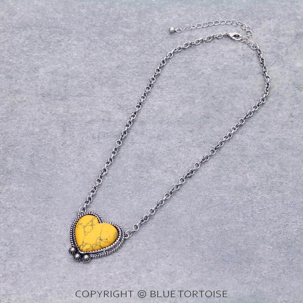 Heart Stone Pendant Necklace