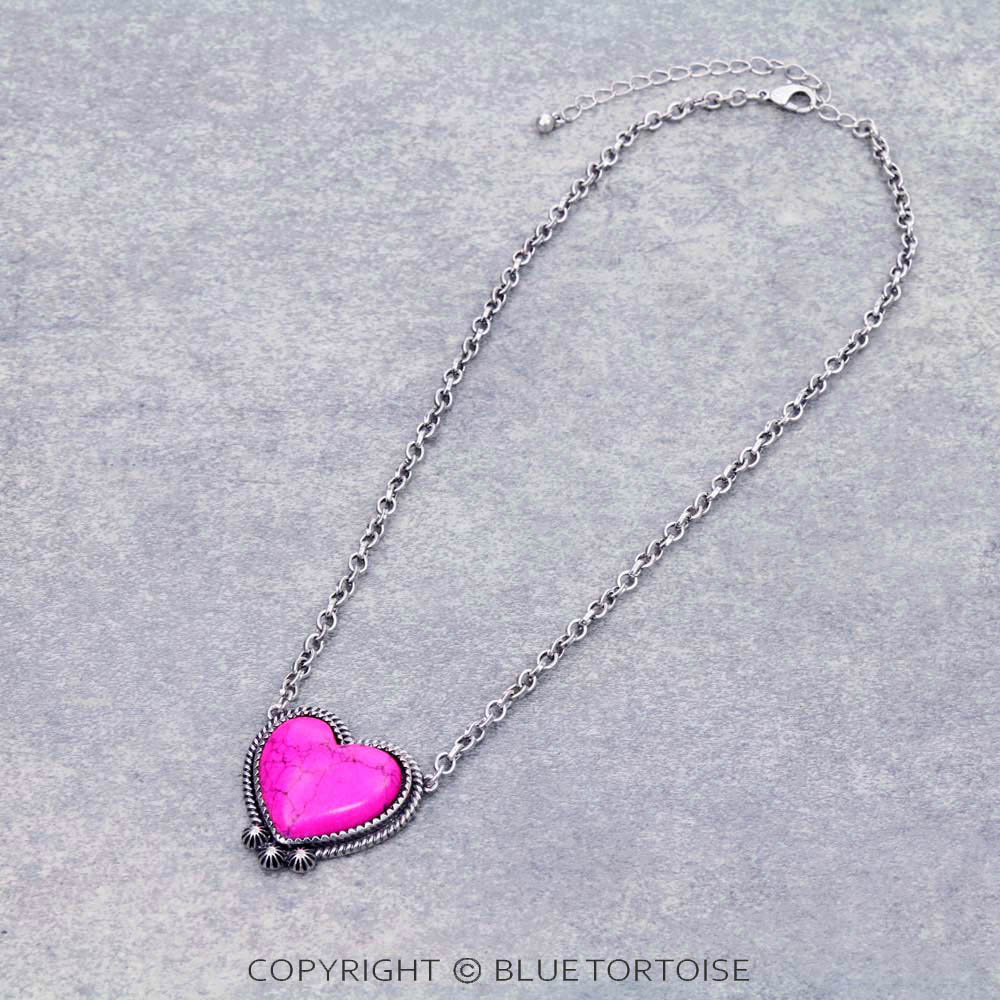 Heart Stone Pendant Necklace