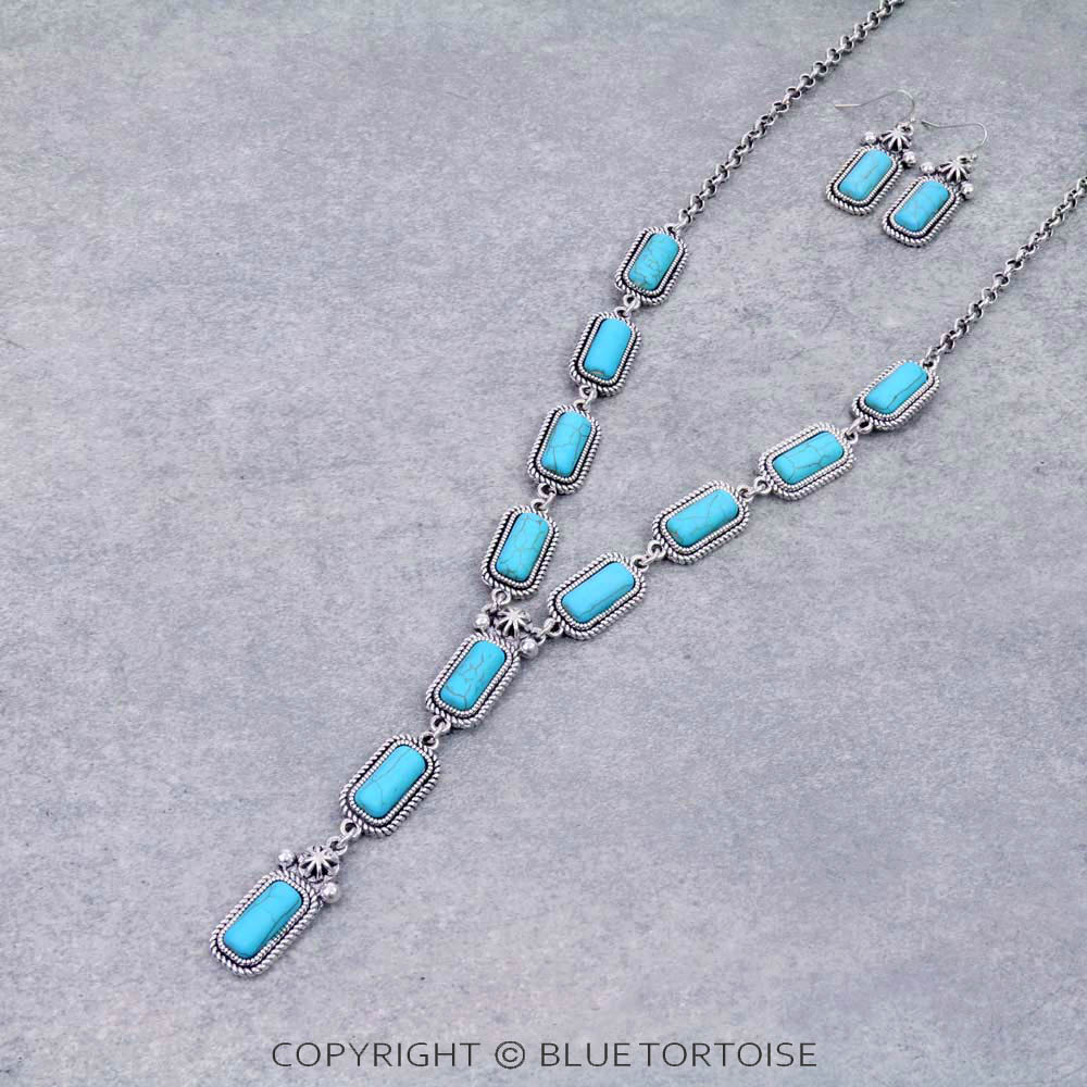 Western Design Stone Y Necklace Set