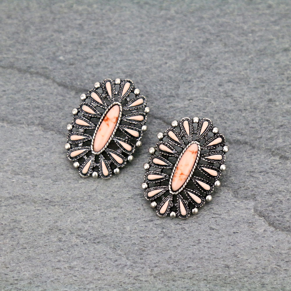 Western Concho Post Earrings