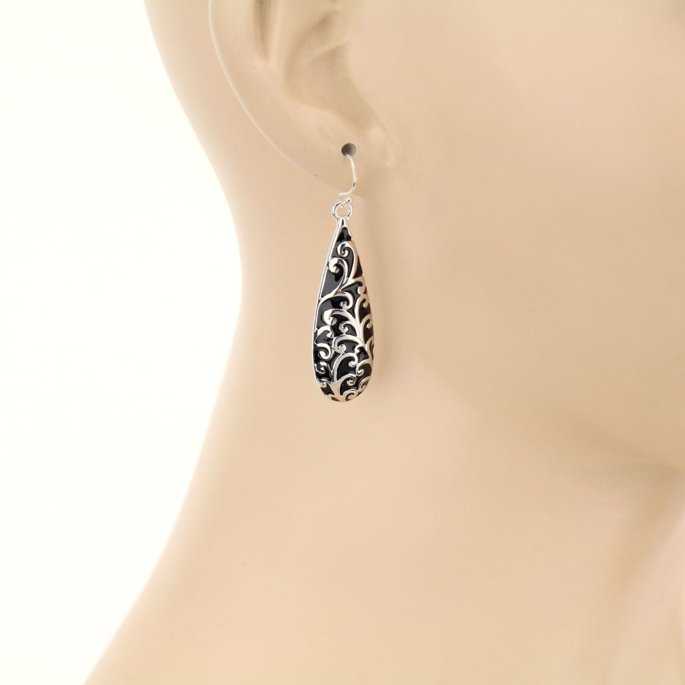 Tailored Epoxy Teardrop Dangle Earrings - Image 2