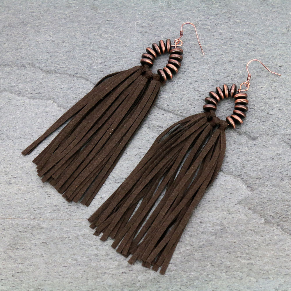 Navajo Style Pearl Tassel Dangle Earrings