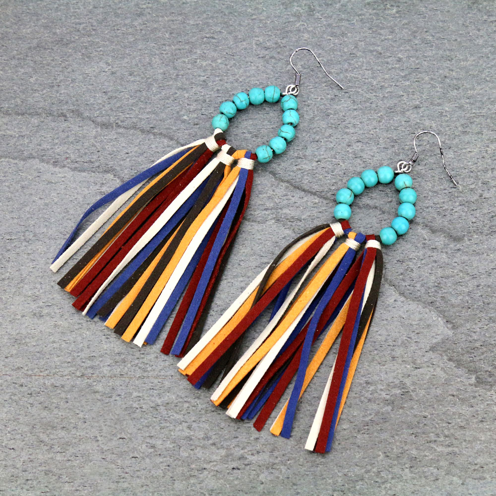 TQ Stone Tassel Dangle Earrings