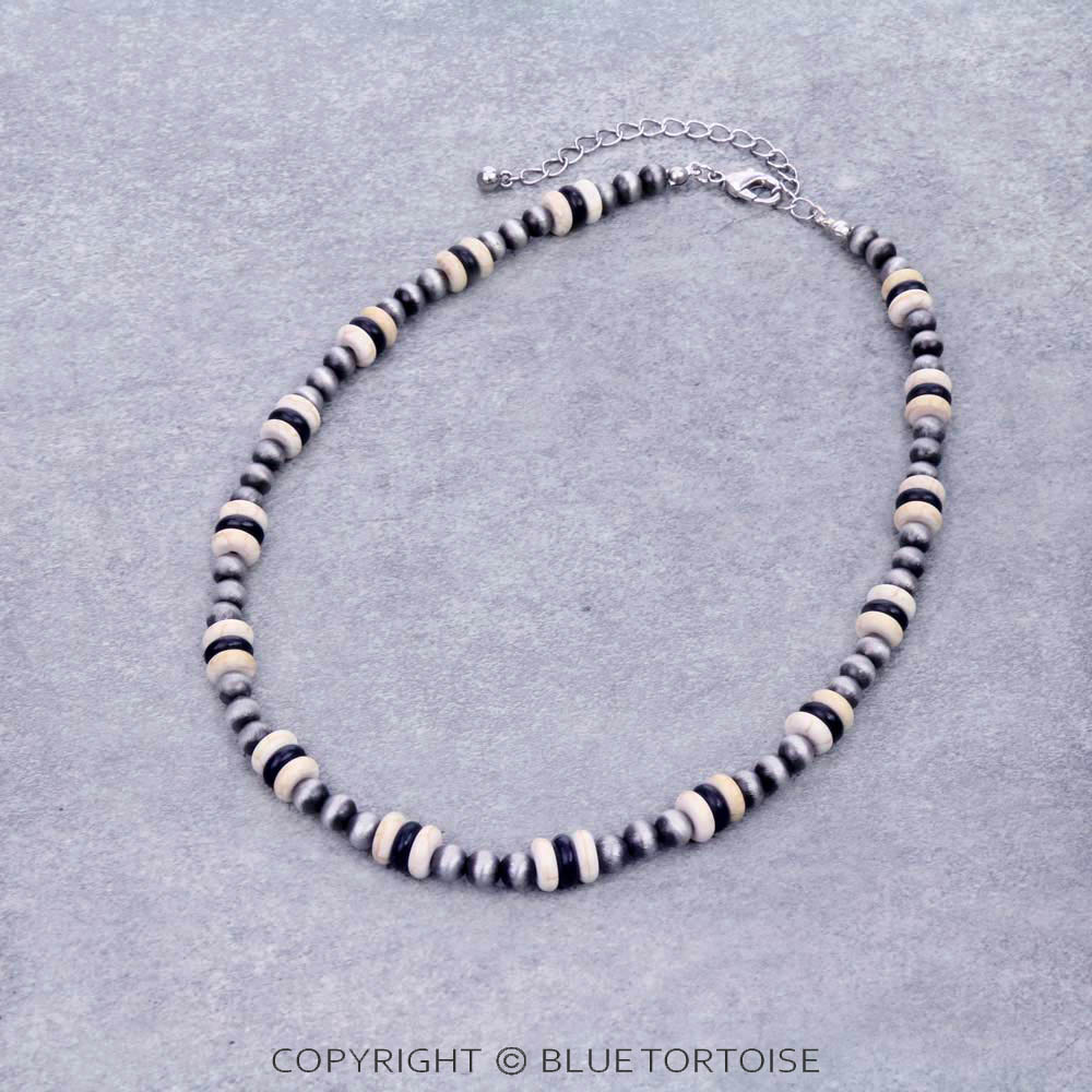 Western Navajo Style Pearl with Stone Necklace