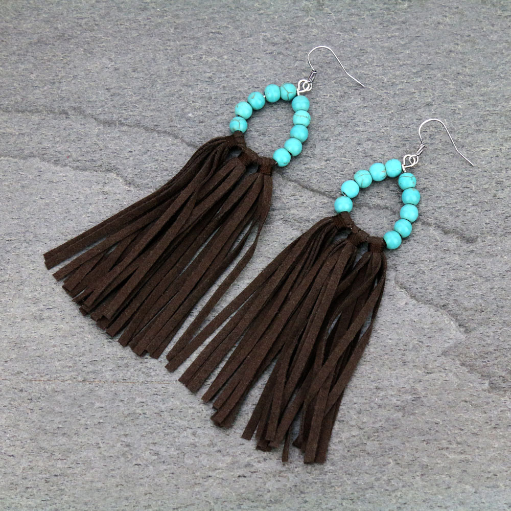 TQ Stone Tassel Dangle Earrings