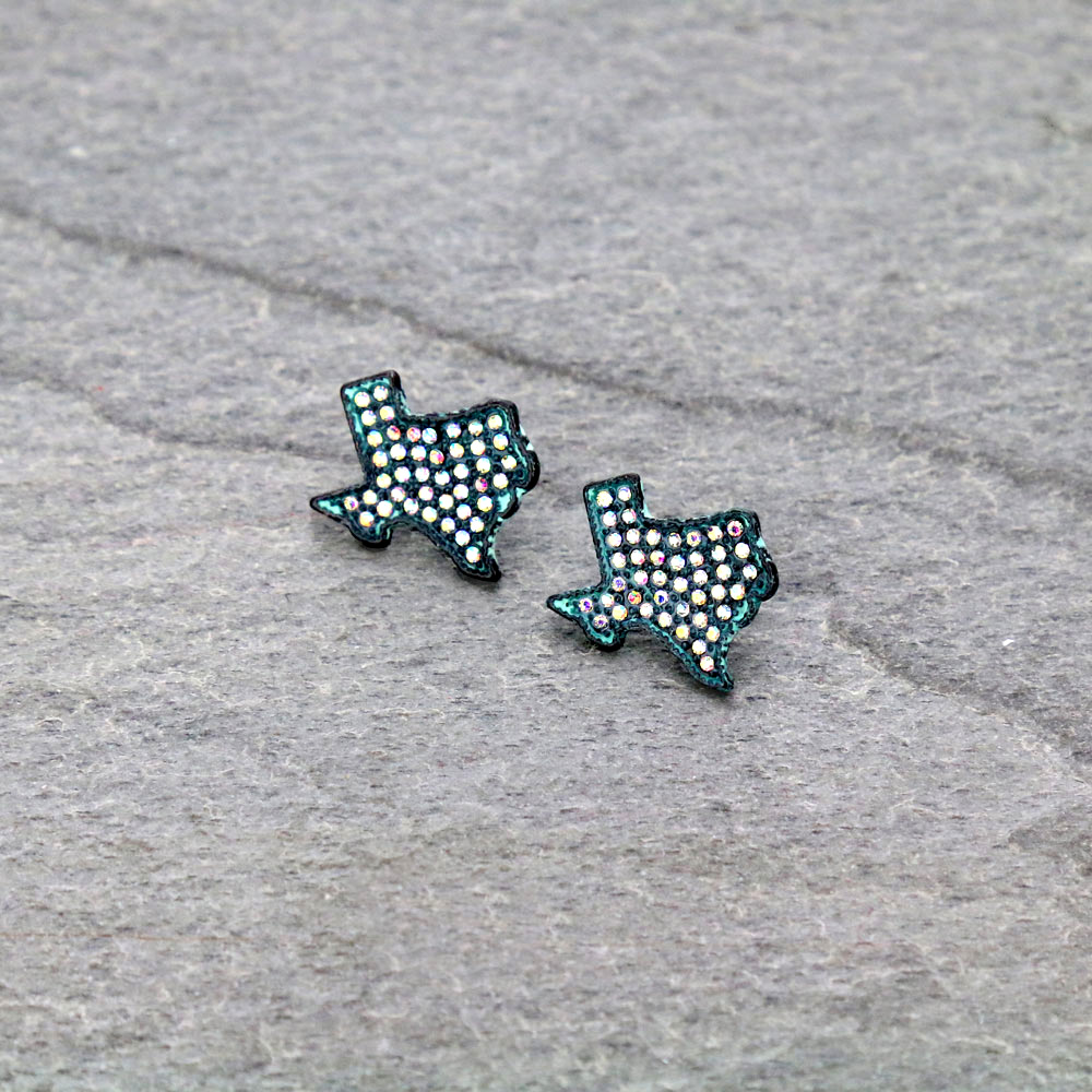 Texas Map Stone Stud Earrings