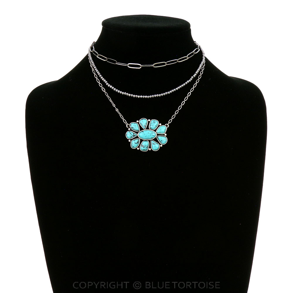 Multi Layered with Concho Pendant Necklace - Image 2