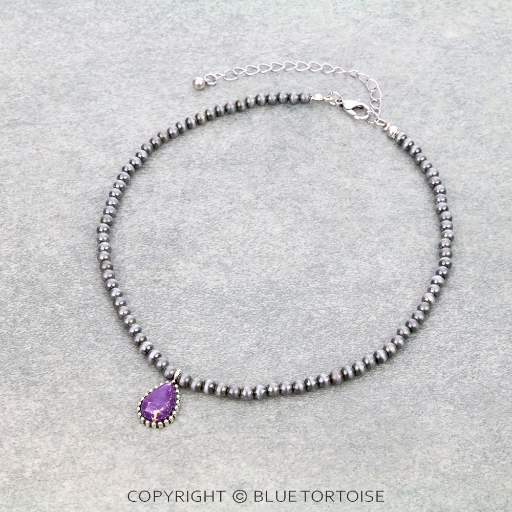 4mm Navajo Style Stone Choker Necklace