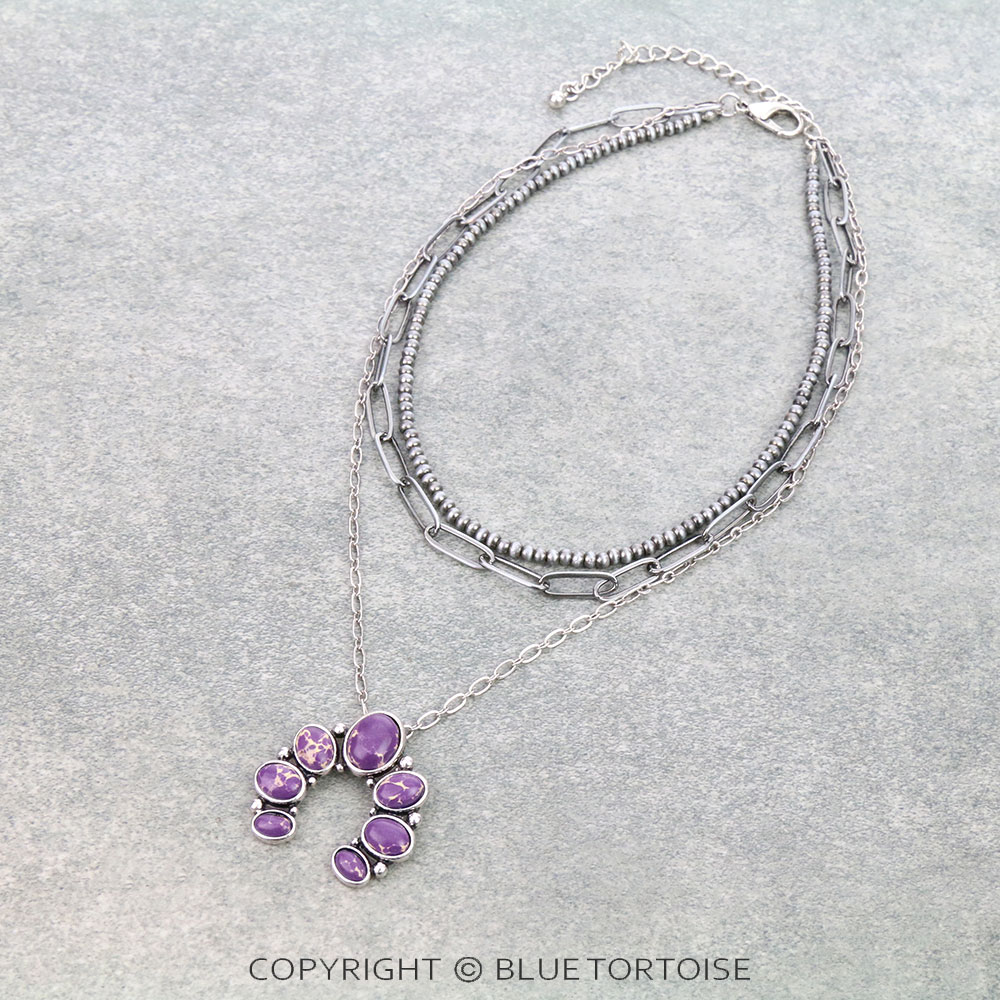 Multi Layered with Squash Blossom Pendant Necklace