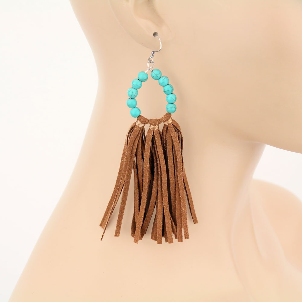 TQ Stone Tassel Dangle Earrings - Image 2