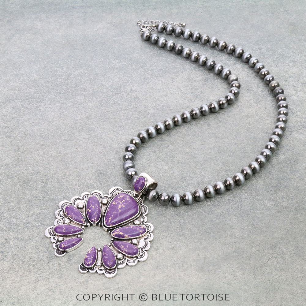Western Squash Blossom Pendant Necklace