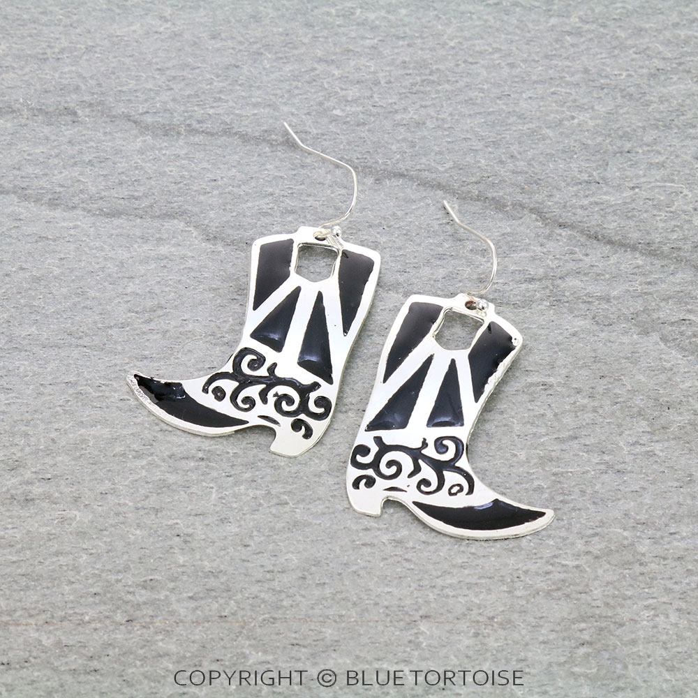 Western Boot Epoxy Dangle Earrings