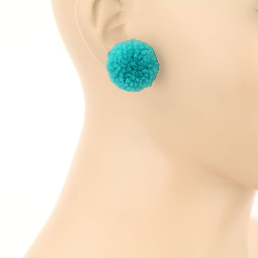 Pompom Stud Earrings - Image 3