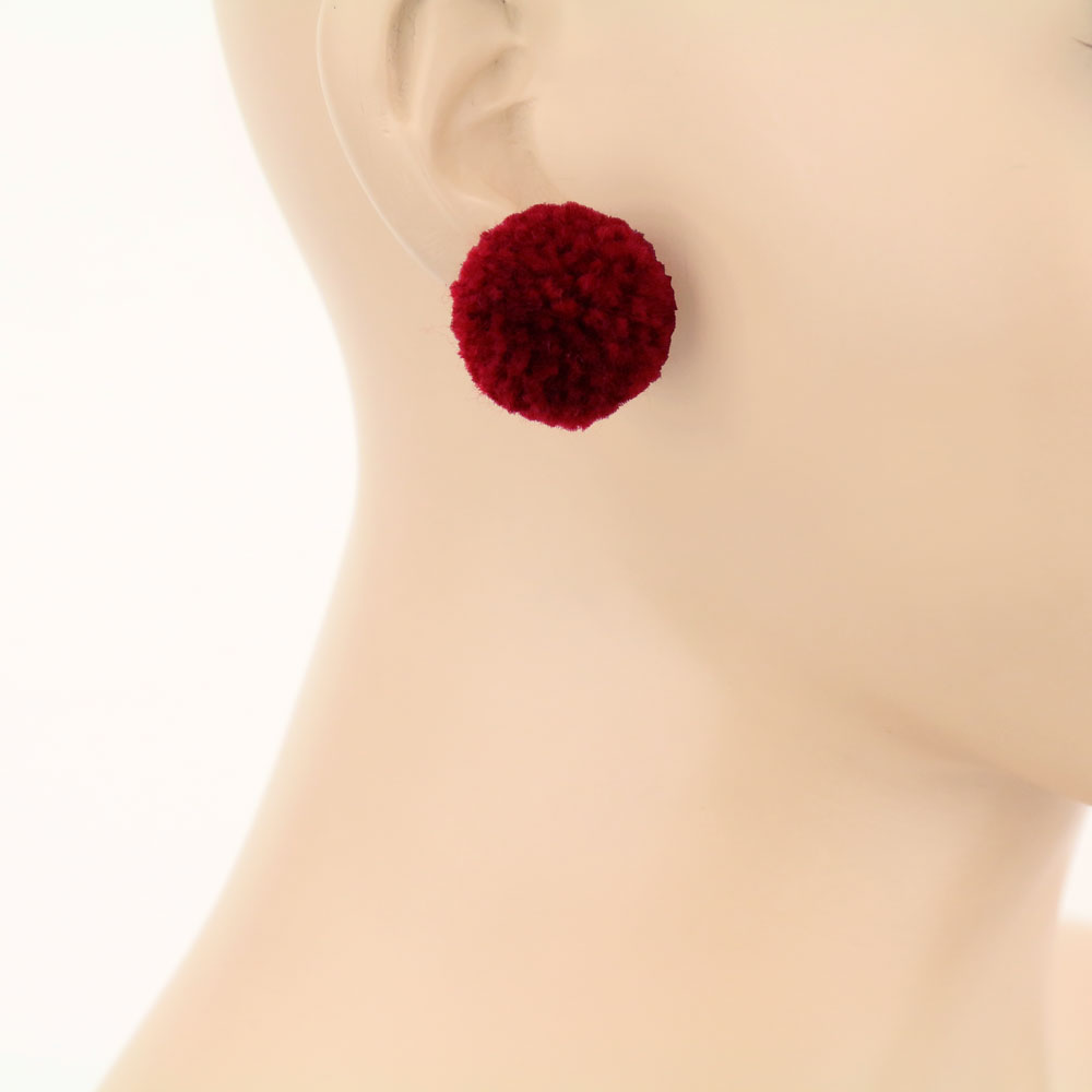 Pompom Stud Earrings - Image 3