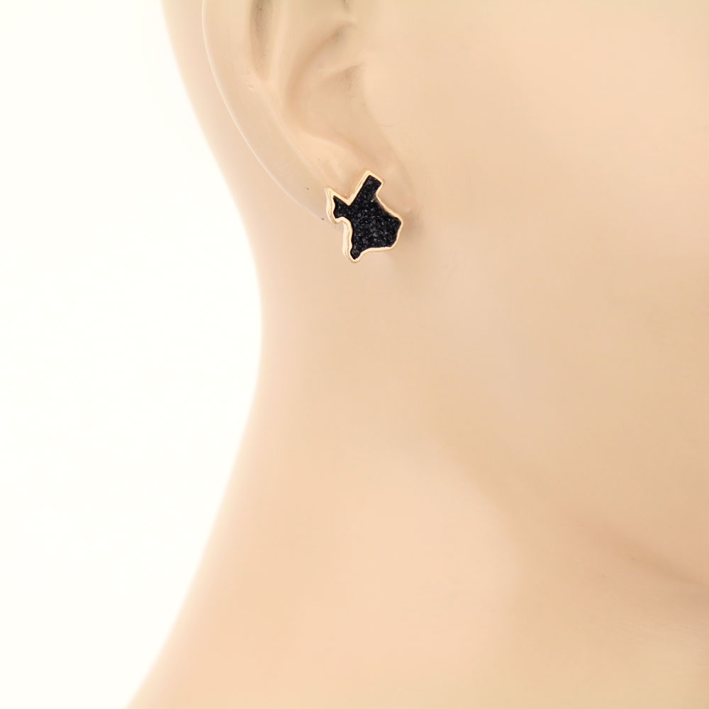 Texas Map Druzy Stone Stud Earrings - Image 2