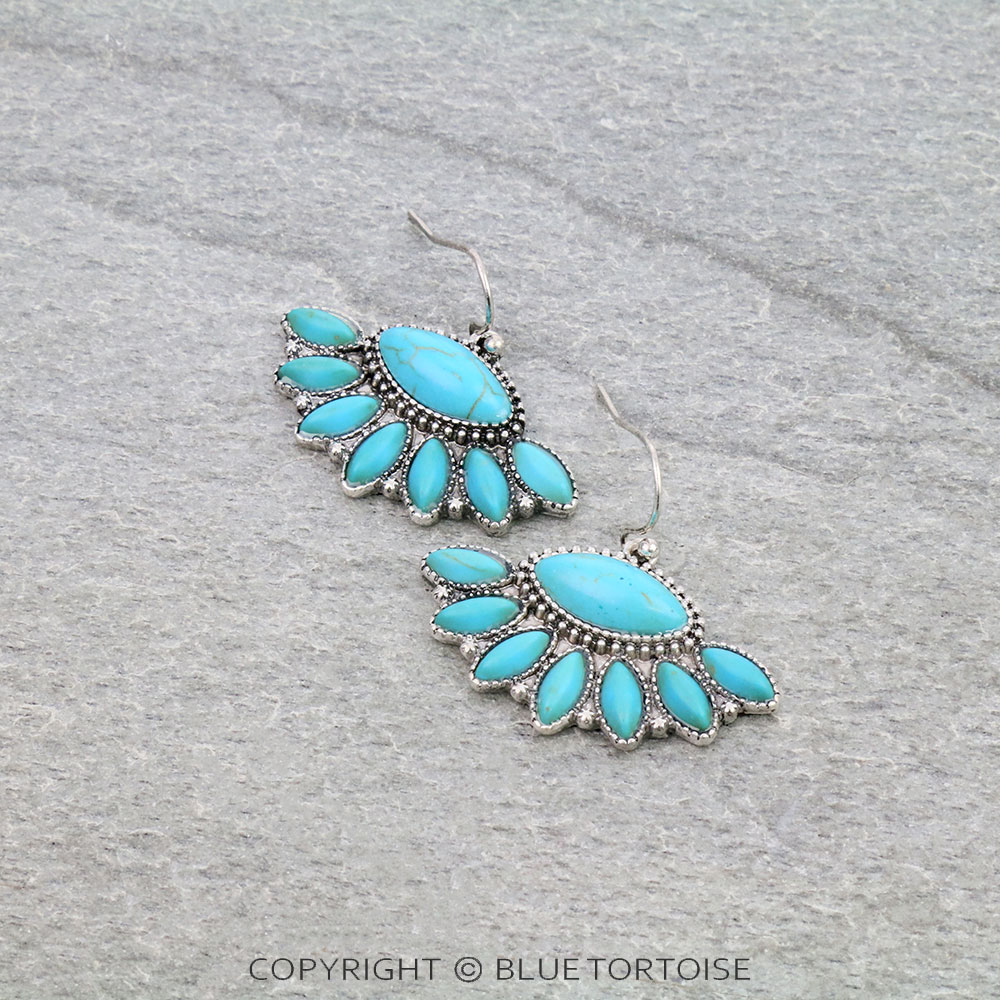 Western Geometric Semi Stone Dangle Earrings