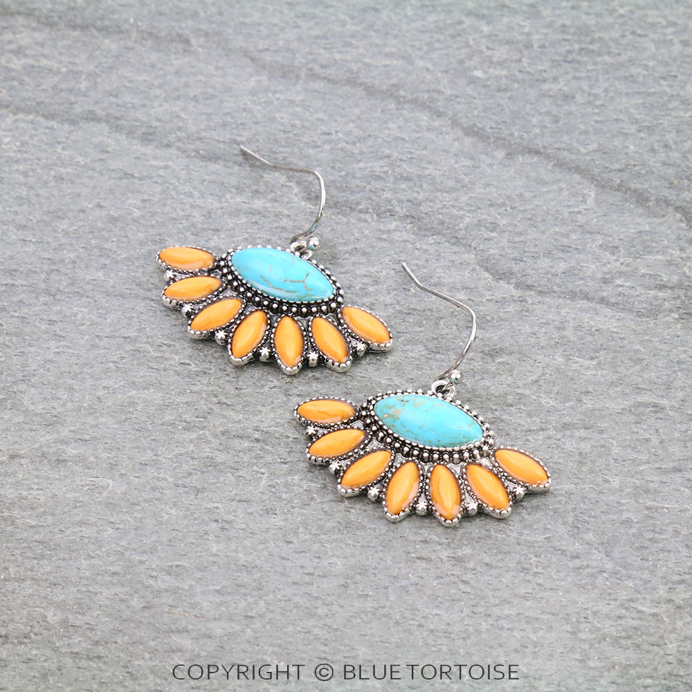 Western Geometric Semi Stone Dangle Earrings