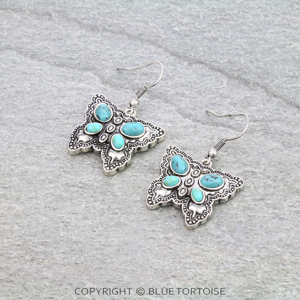 Western Butterfly Stone Dangle Earrings