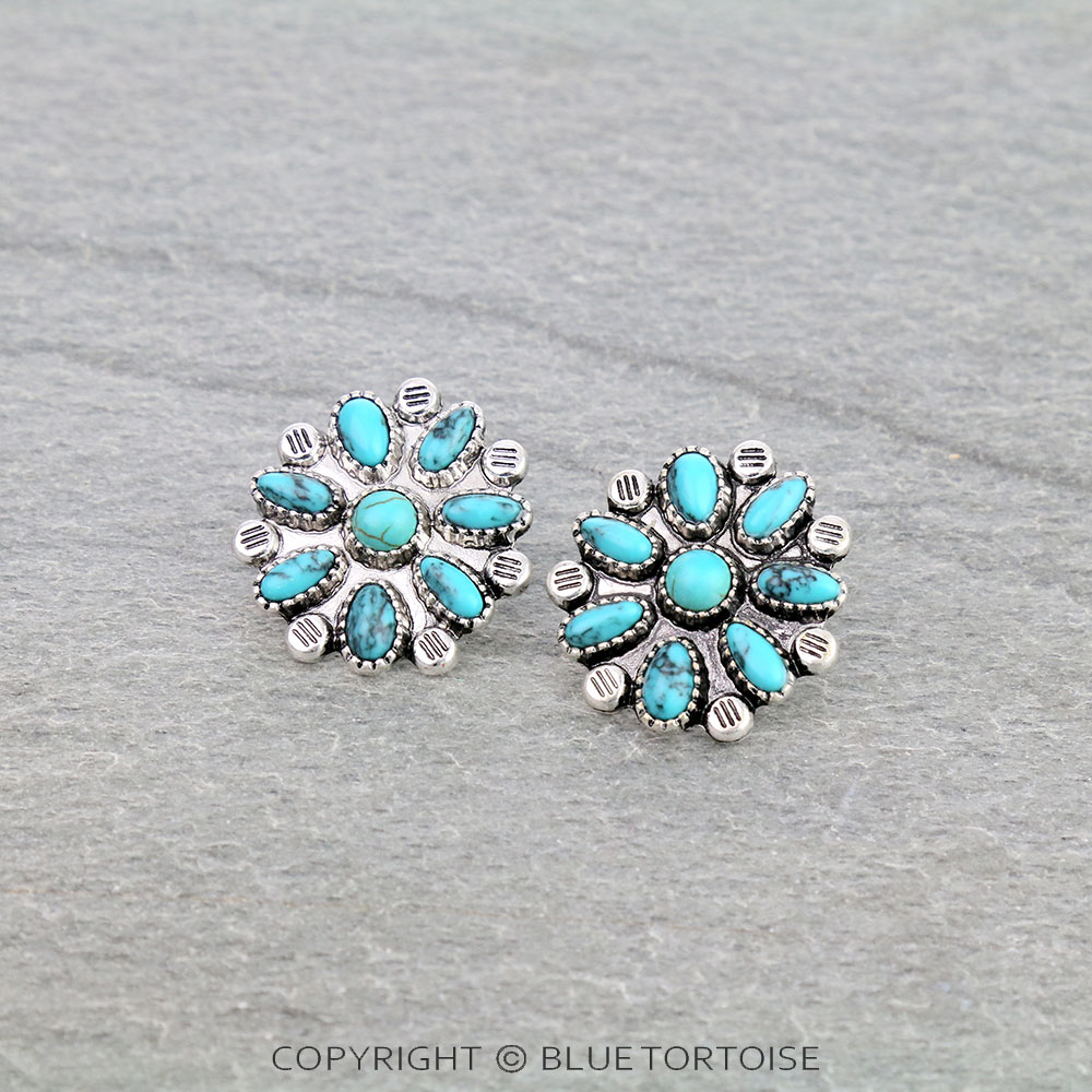 1" Western Concho Stud Earrings