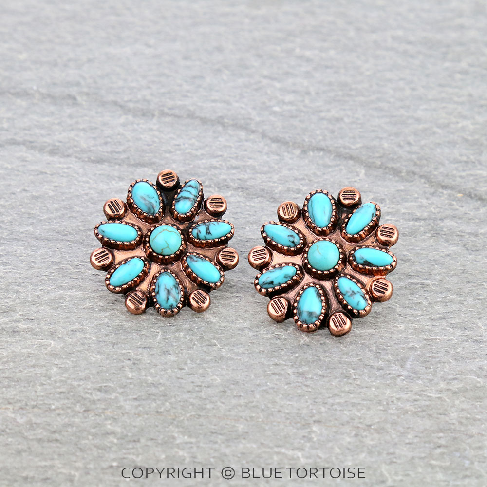 1" Western Concho Stud Earrings