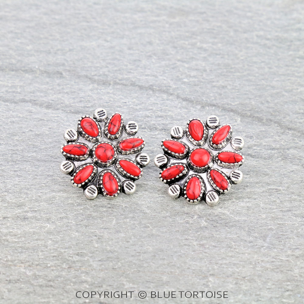 1" Western Concho Stud Earrings