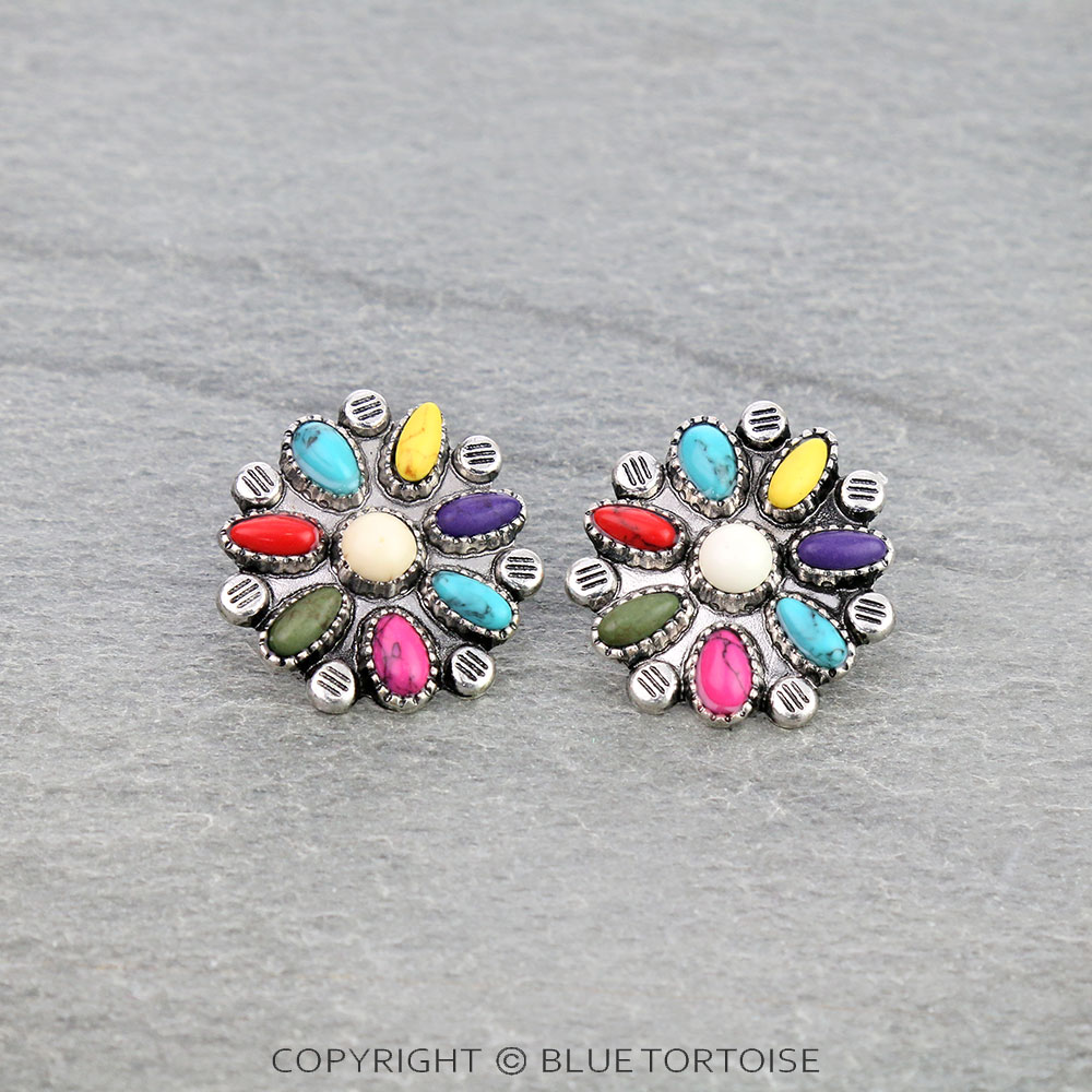 1" Western Concho Stud Earrings