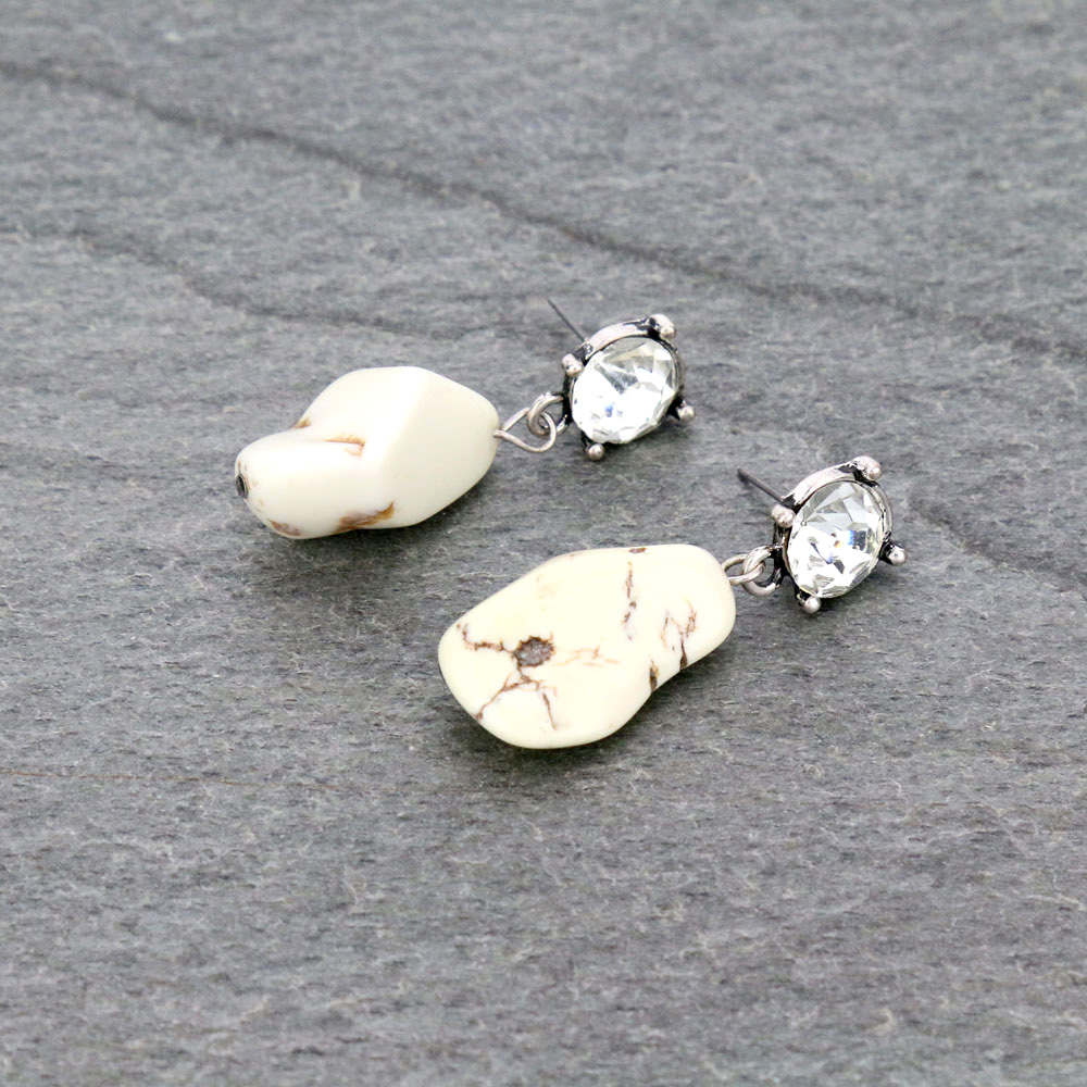 Western Glass Stone Stud Earrings