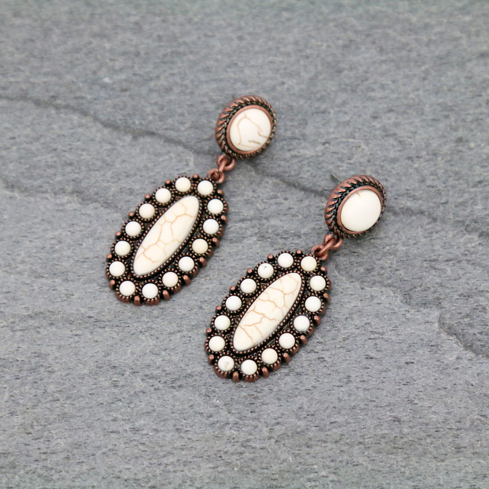 Western Oval Stone Stud Earrings