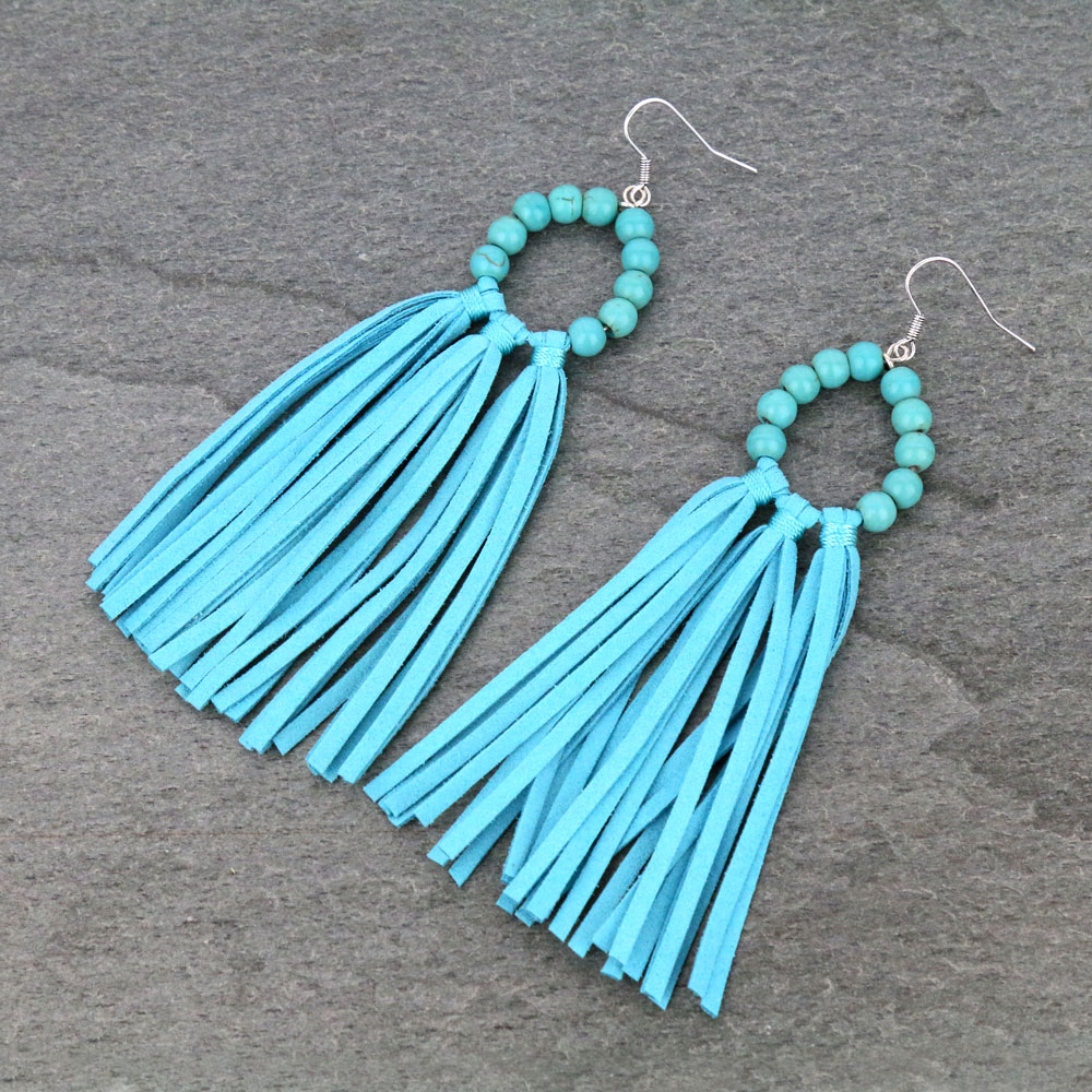 TQ Stone Tassel Dangle Earrings