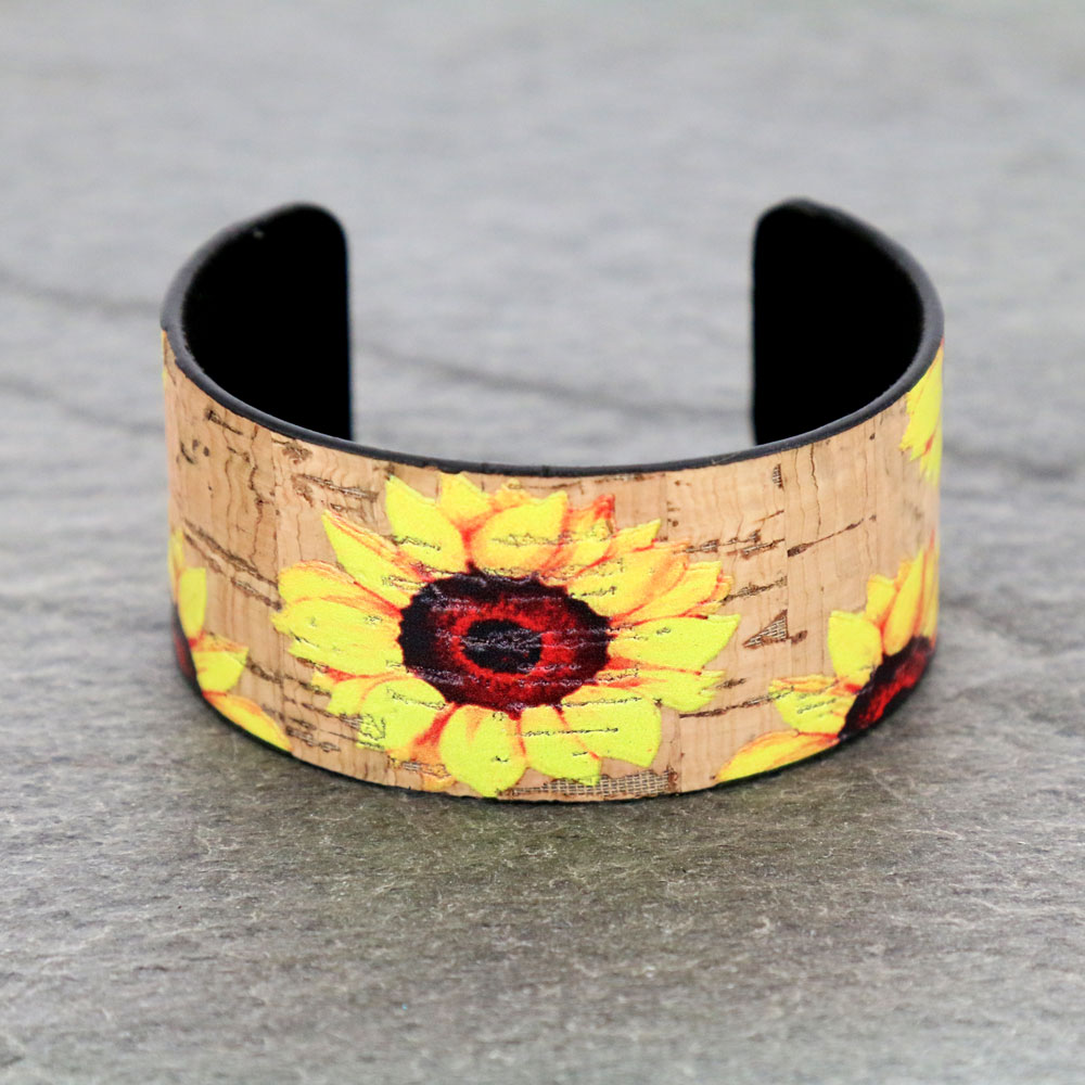 Sunflower Printed Cuff Bracelet