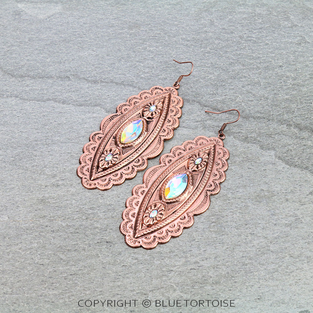 3.75" Western Metal Concho Dangle Earrings