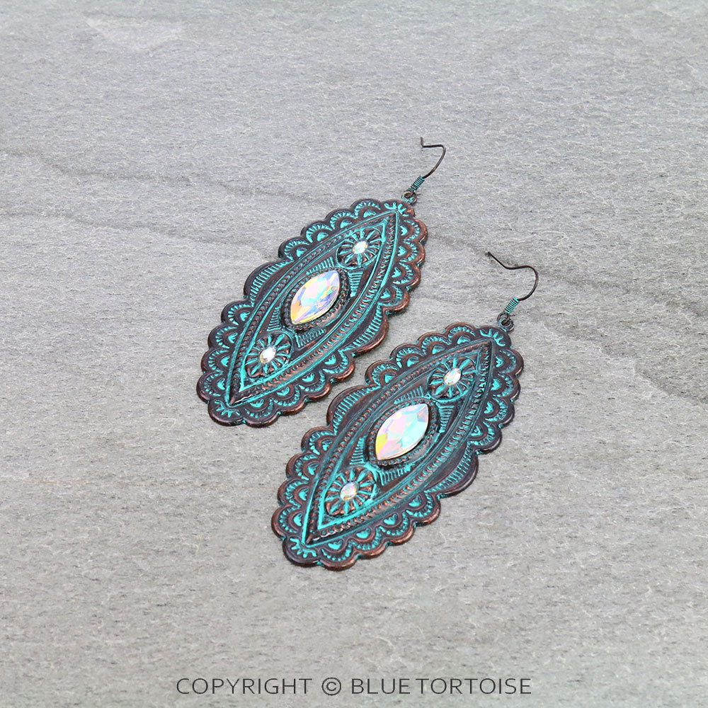 3.75" Western Metal Concho Dangle Earrings