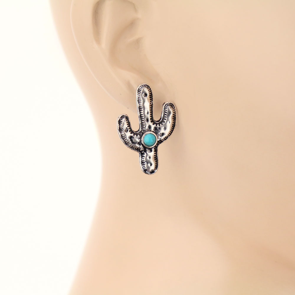 3 Pair Western Cactus Earring Set - Image 2