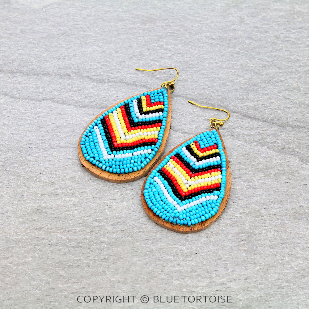 Western Seed Bead Teardrop Dangle Earrings