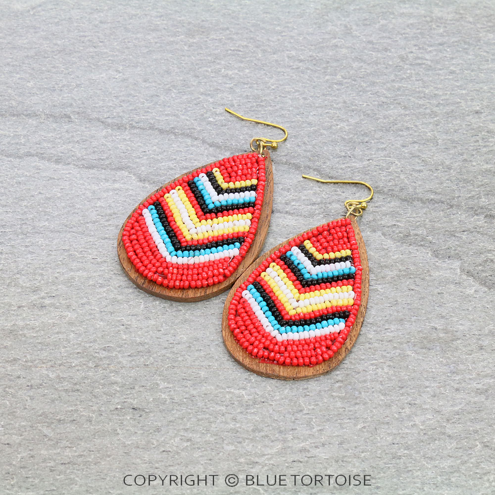 Western Seed Bead Teardrop Dangle Earrings