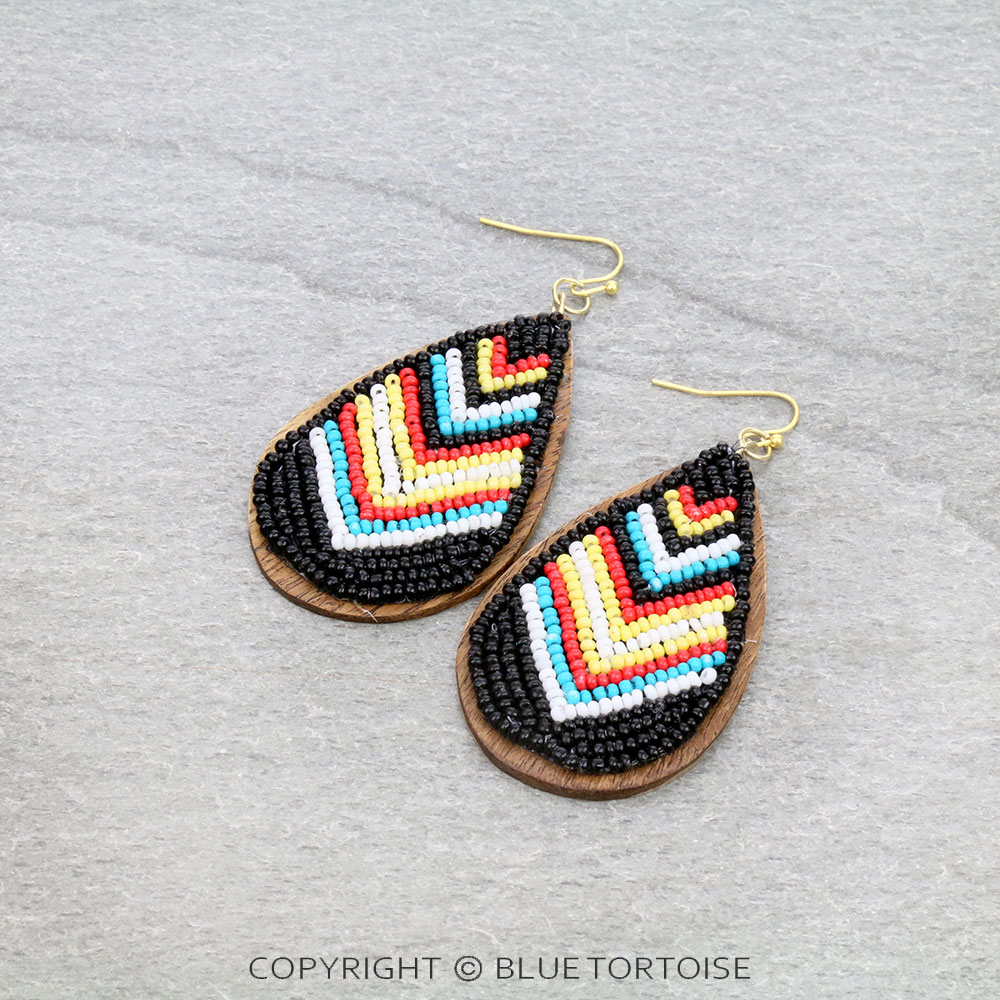 Western Seed Bead Teardrop Dangle Earrings