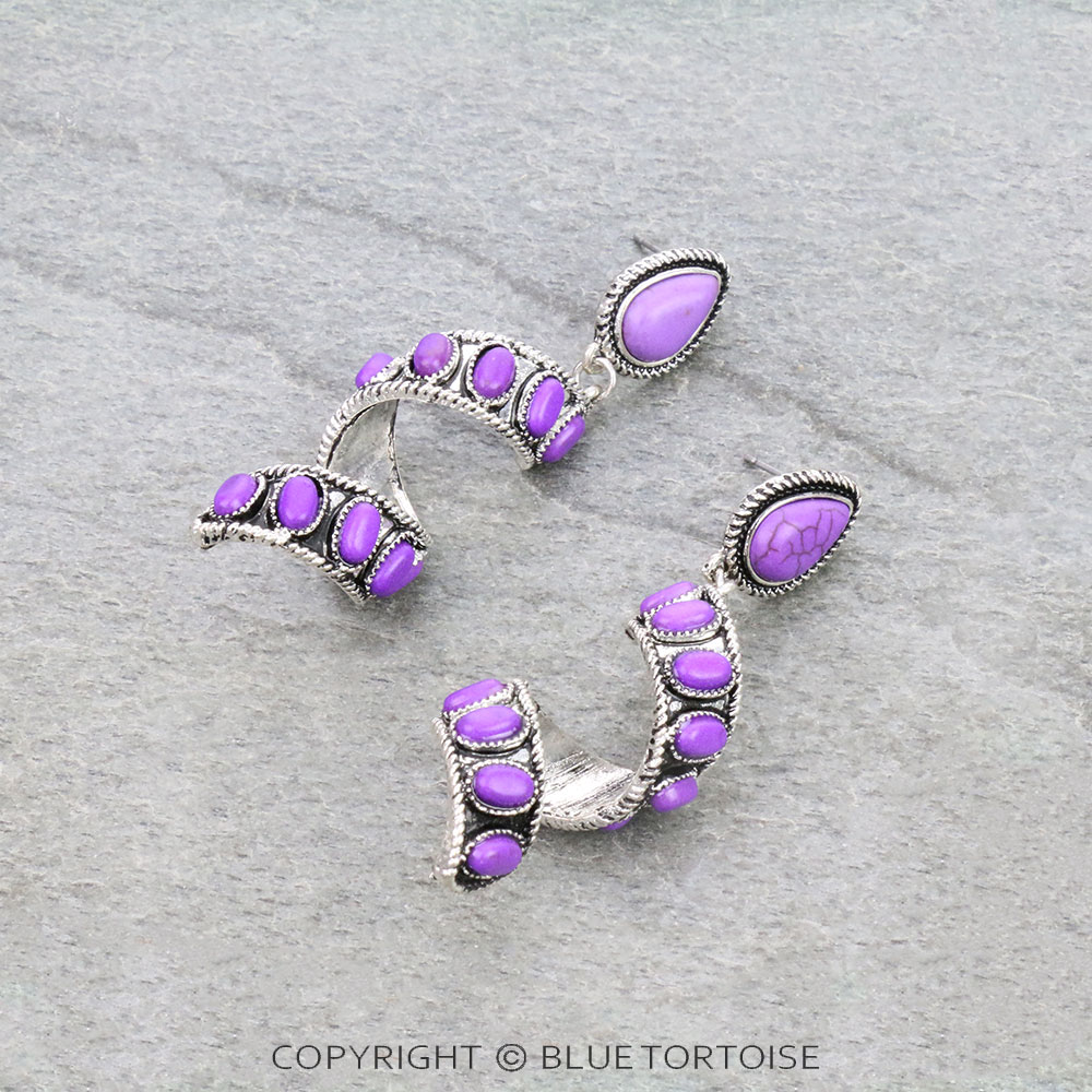 Western Semi Stone Spiral Stud Earrings