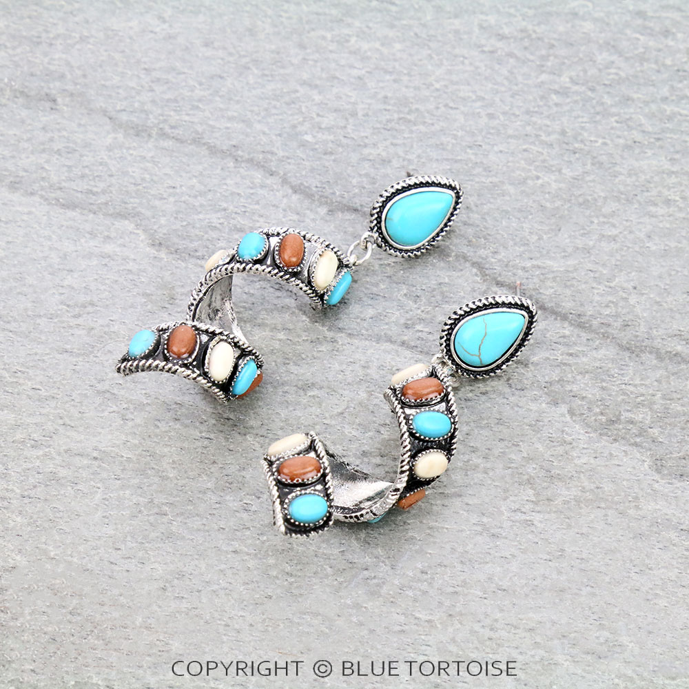 Western Semi Stone Spiral Stud Earrings