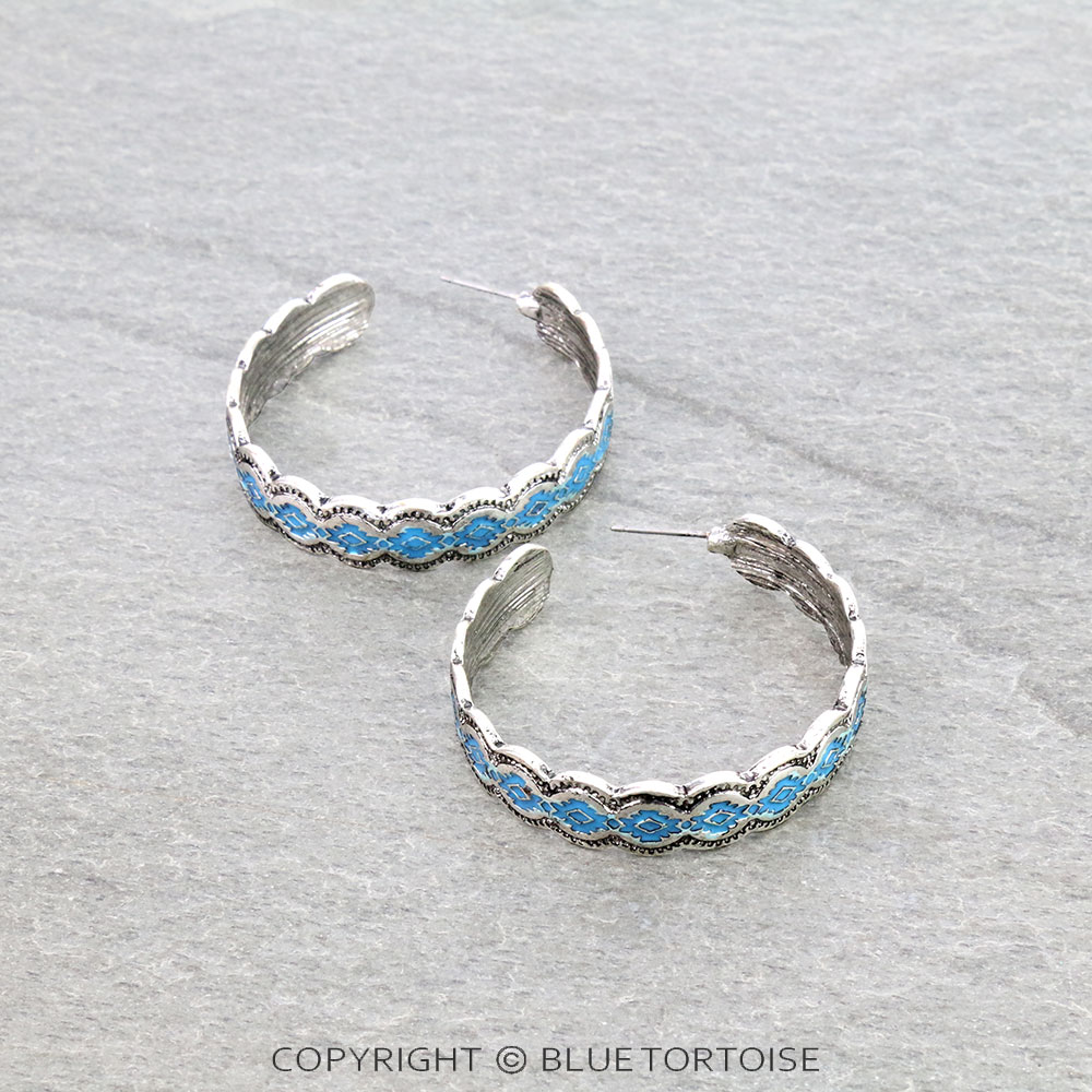 Western Aztec with Epoxy Hoop Earrings
