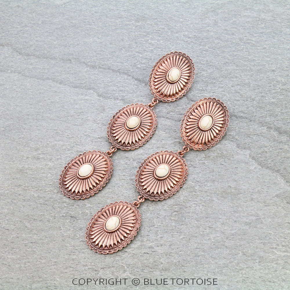 Western Concho Drop Stud Earrings